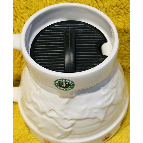 Starbucks Around the World Globe White Ceramic Chubby Travel Mug 16oz Made In US - Picture 3 of 8